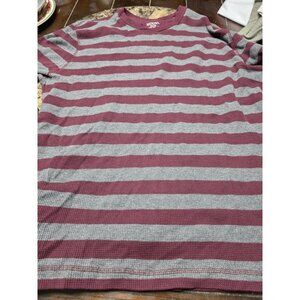 Merona Thermal Red Gray Striped Long Sleeve Shirt Men's Size 2XL